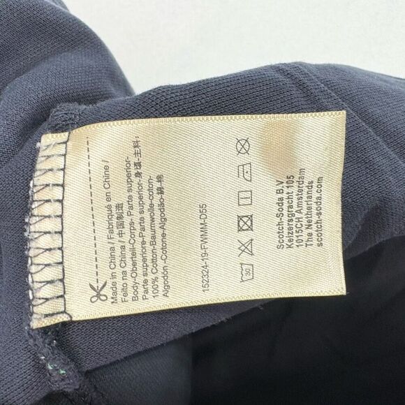Scotch & Soda Shirt Mens Medium Polo Collar Navy Logo Preppy - Picture 6 of 9